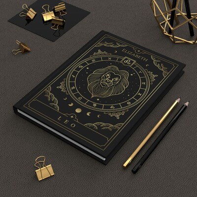 Personalized Leo Notebook | Zodiac Leo Journal | Leo Astrology Gift Lion - image1